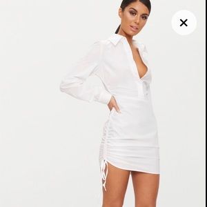 Ruched Side Fitted Shirt Dress